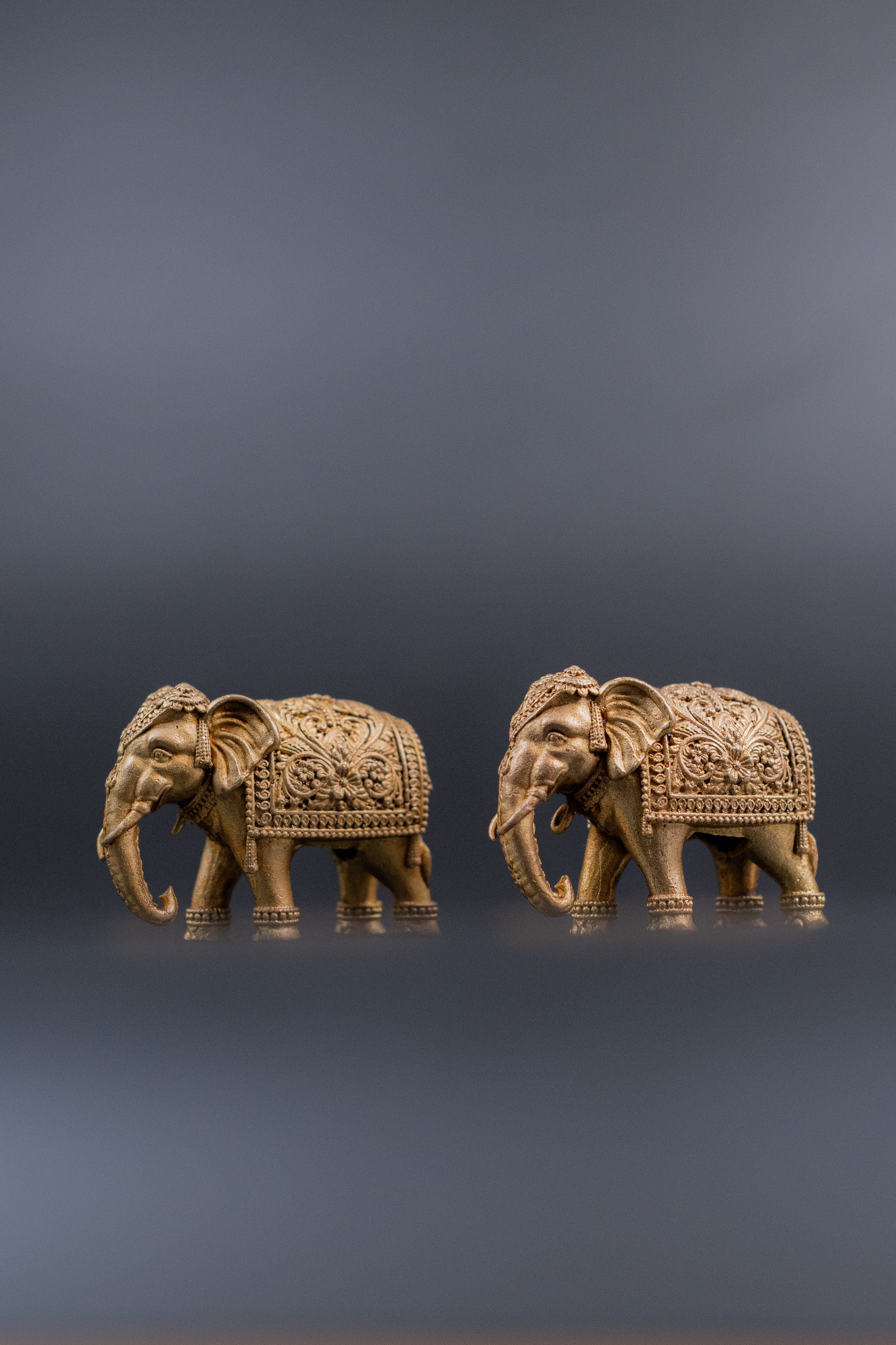 Superfine Brass Elephant Miniature Pair - 1.3" Height