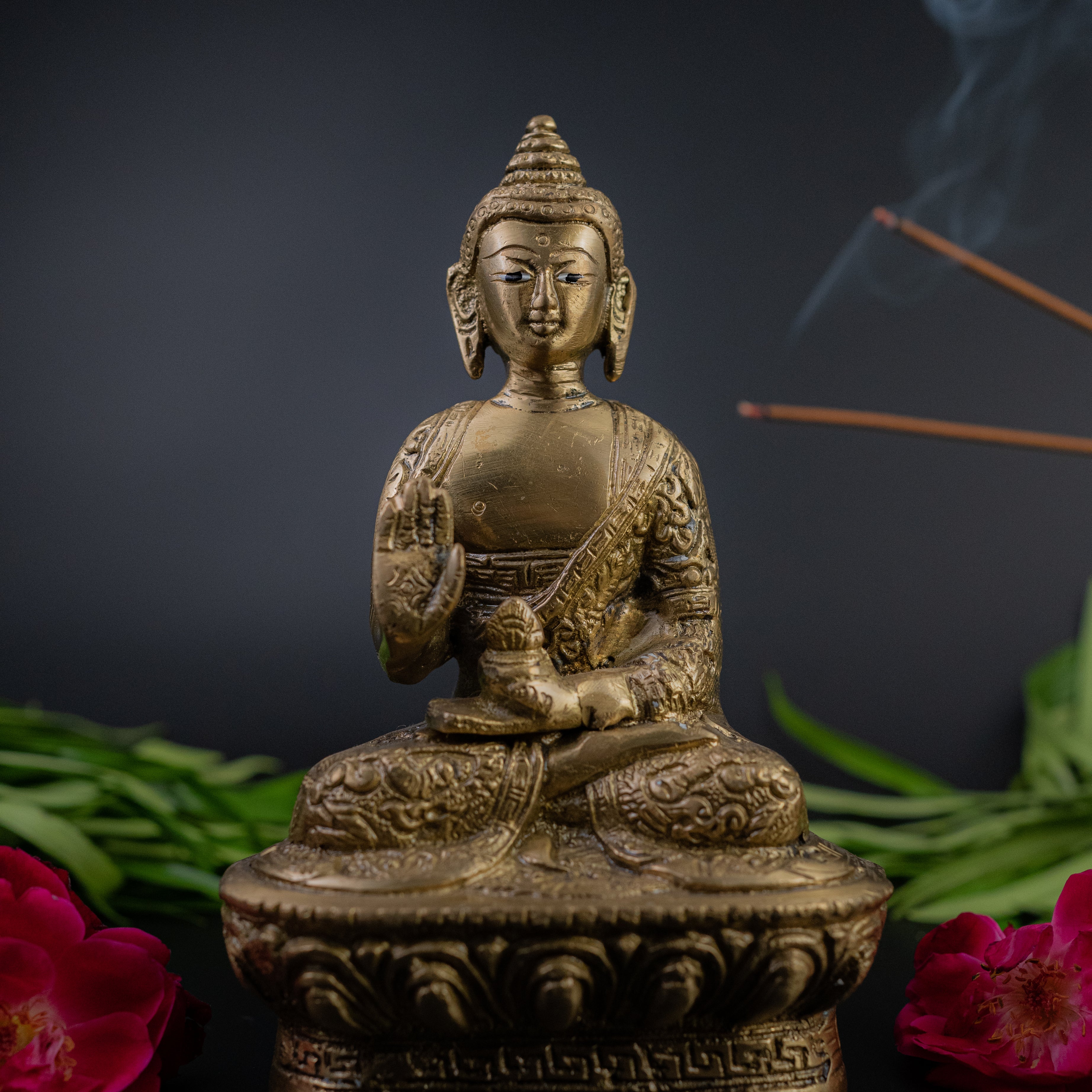 Brass Calm Buddy Buddha Statue - 6.5" Height