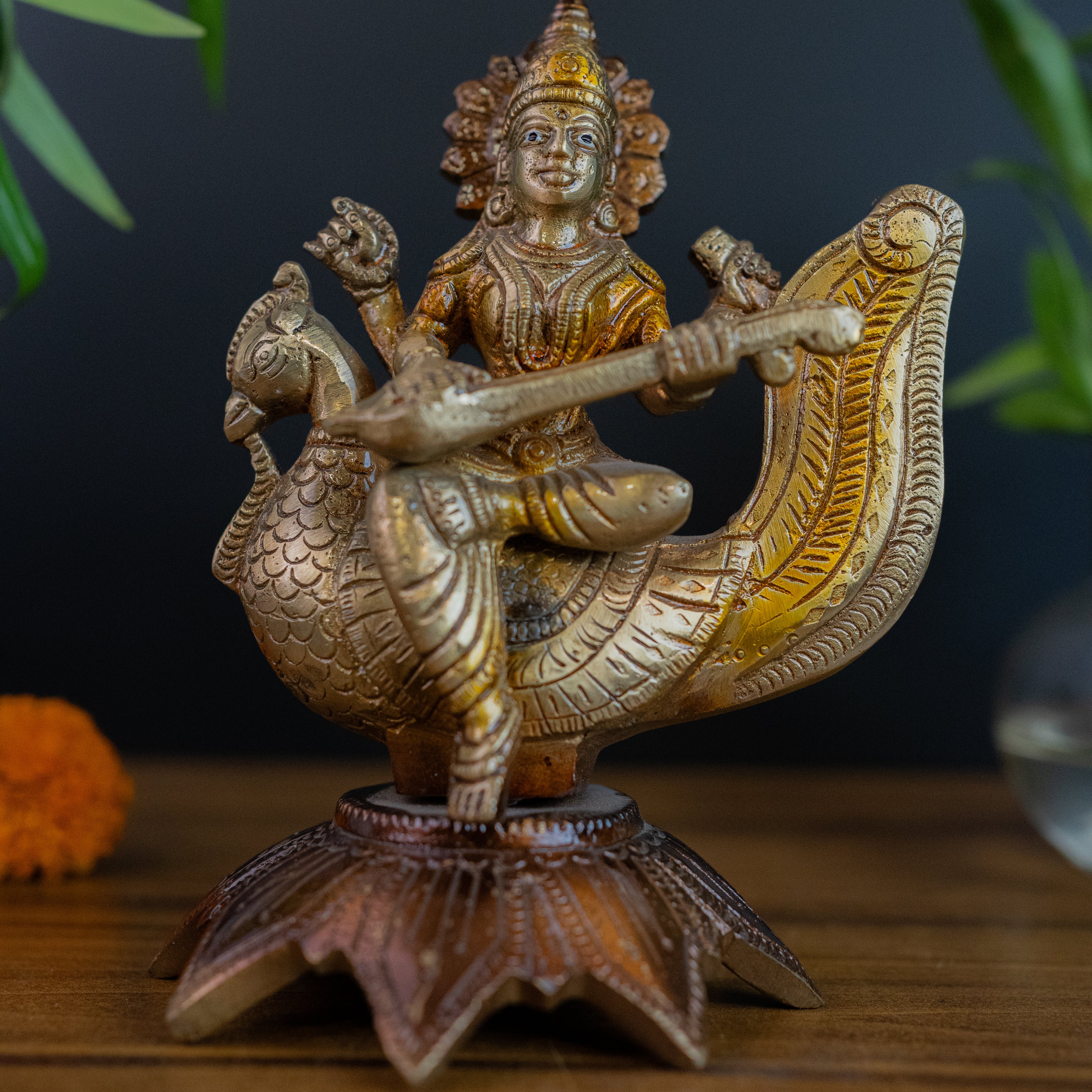 Saraswati Idol with Hamsa Vaahan