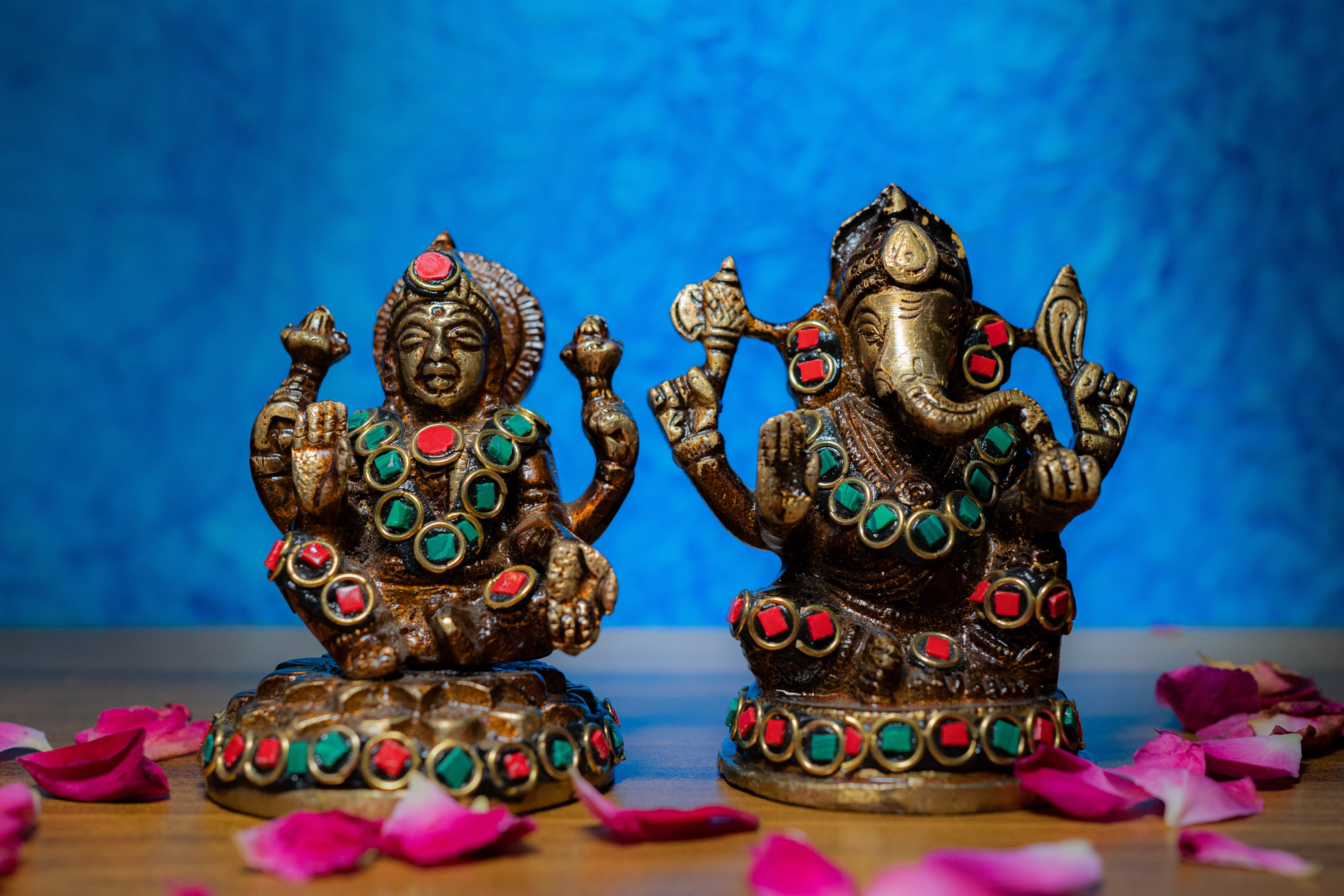 Lakshmi Ganesh God Idols with stone work