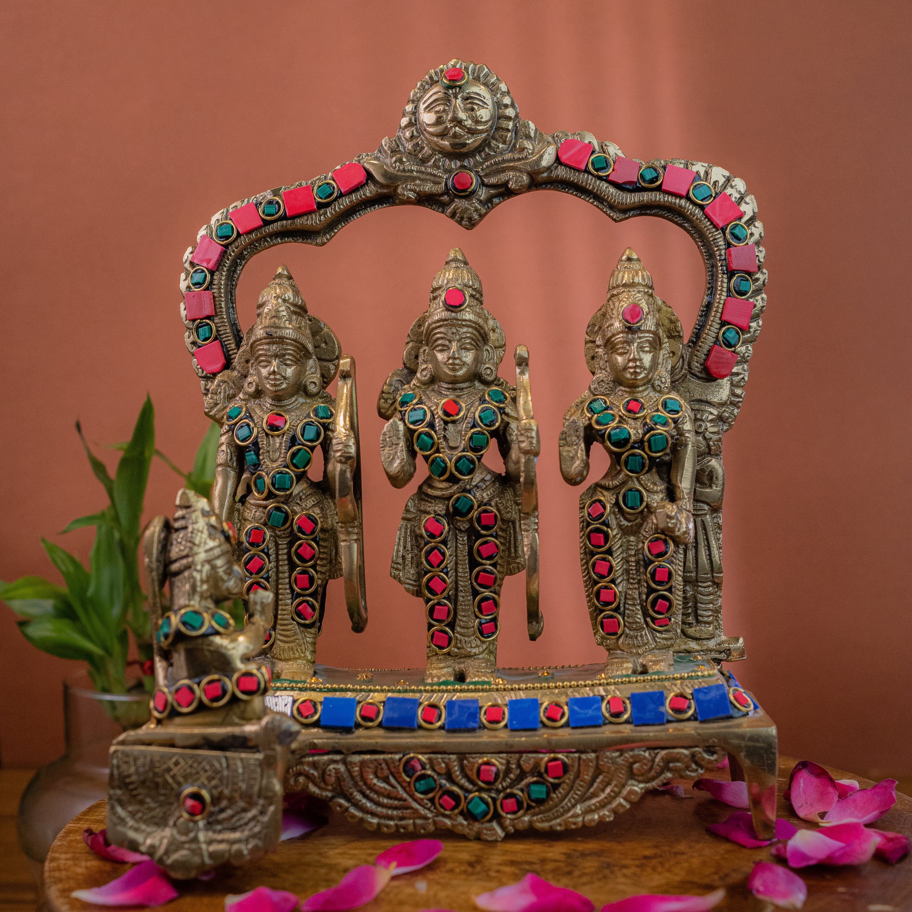 Brass Ram Darbar with Stones-8.5" Height