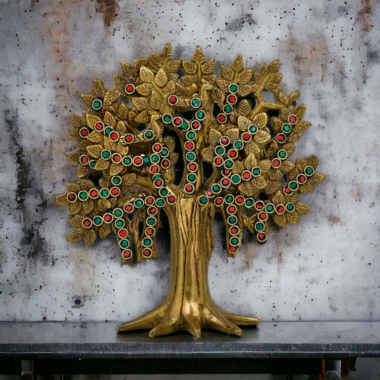 Vastu-Feng Shui Brass Tree of Life with Stone Work