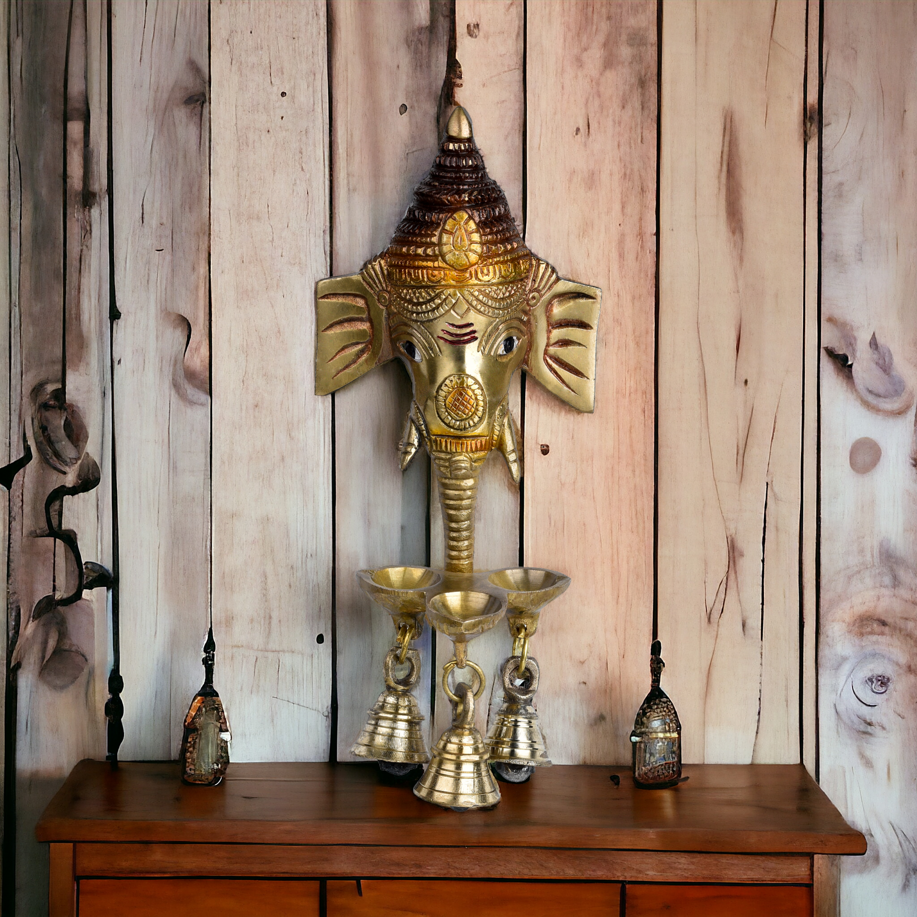 Brass Hanging Ganeshji with Bells