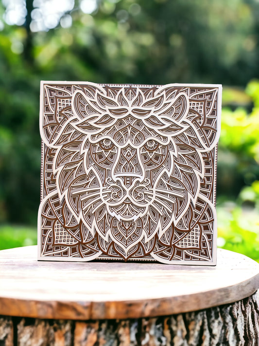 3D Lion Head Square- 10 Layers