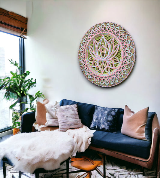 Peaceful Lotus Wooden Wall Art - 8 Layers